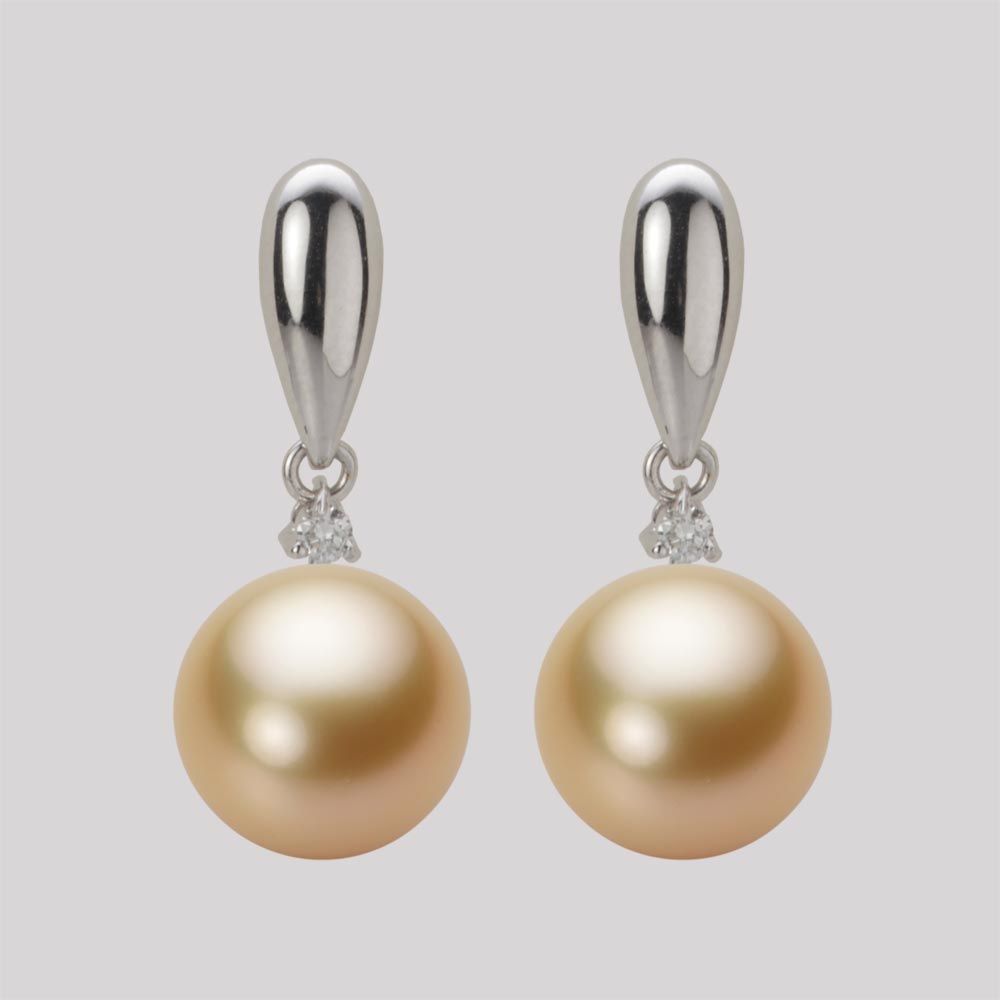10.0mm 白蝶真珠（ゴールド系）ピアス