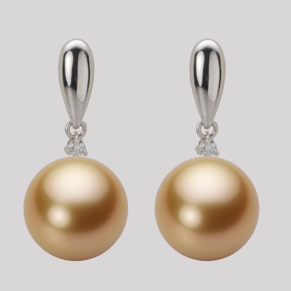 12.0mm 白蝶真珠（ゴールド系）ピアス