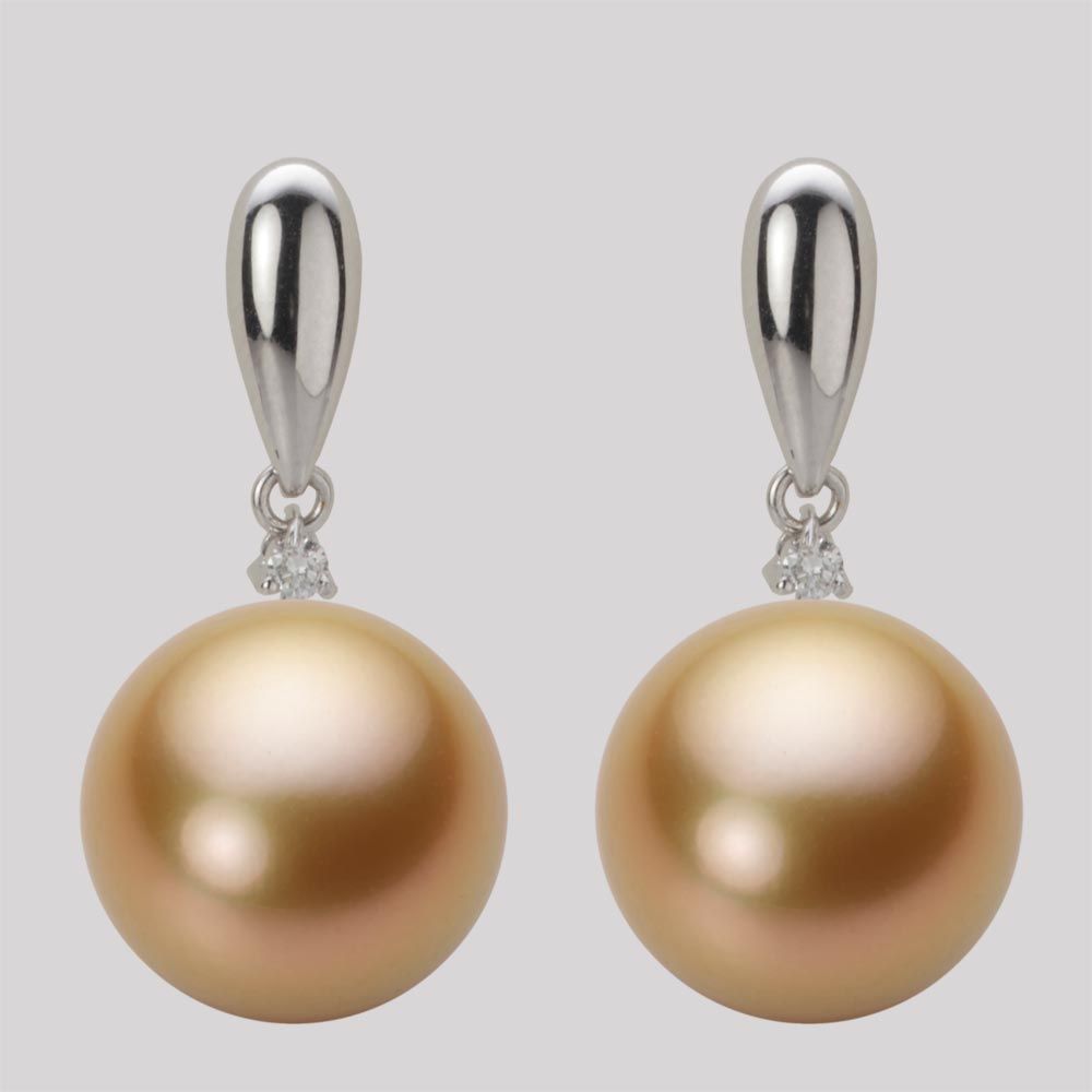 13.0mm 白蝶真珠（ゴールド系）ピアス