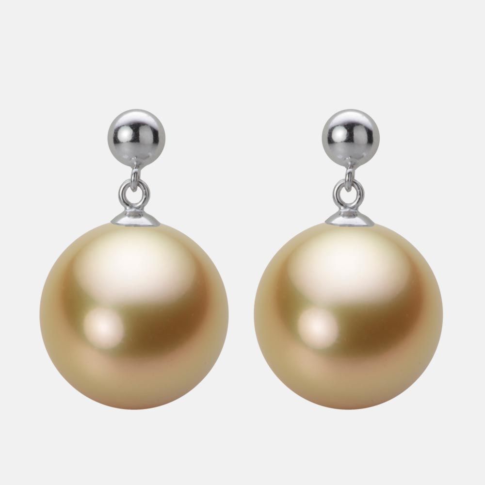 13.0mm 白蝶真珠（ゴールド系）ピアス