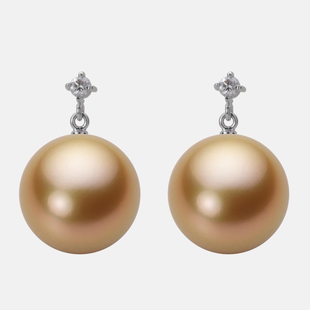 13.0mm 白蝶真珠（ゴールド系）ピアス