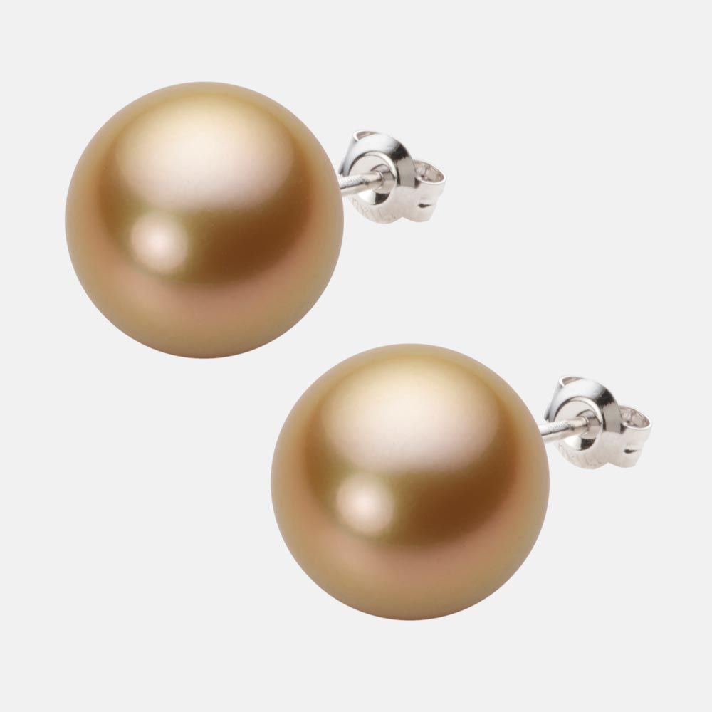 13.0mm 白蝶真珠（ゴールド系）ピアス