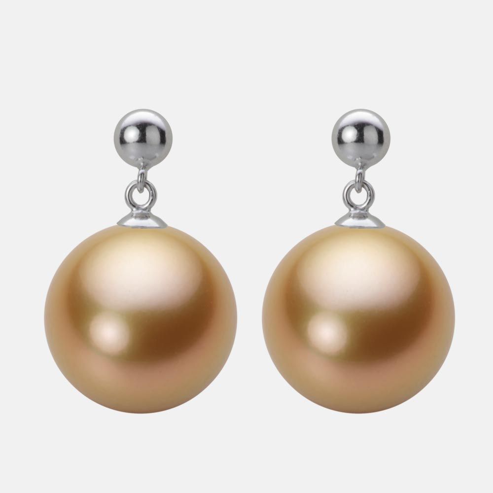 13.0mm 白蝶真珠（ゴールド系）ピアス