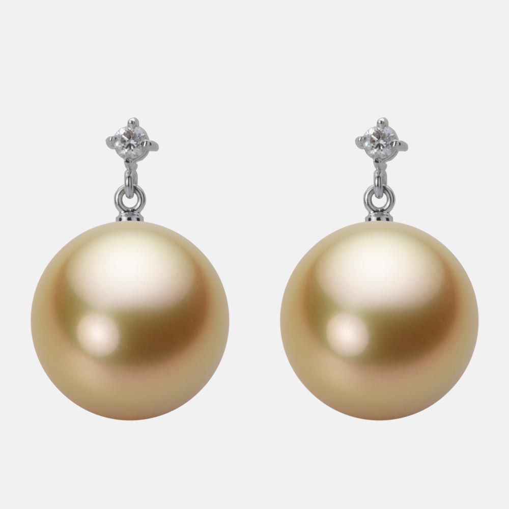 13.0mm 白蝶真珠（ゴールド系）ピアス