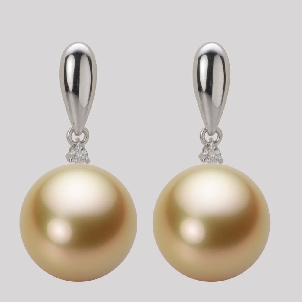 13.0mm 白蝶真珠（ゴールド系）ピアス