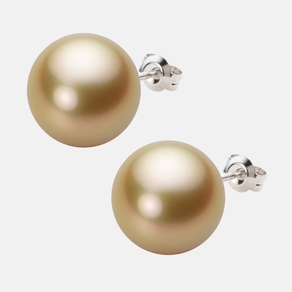 13.0mm 白蝶真珠（ゴールド系）ピアス