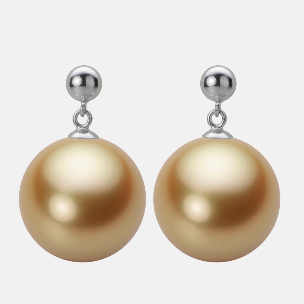 14.0mm 白蝶真珠（ゴールド系）ピアス