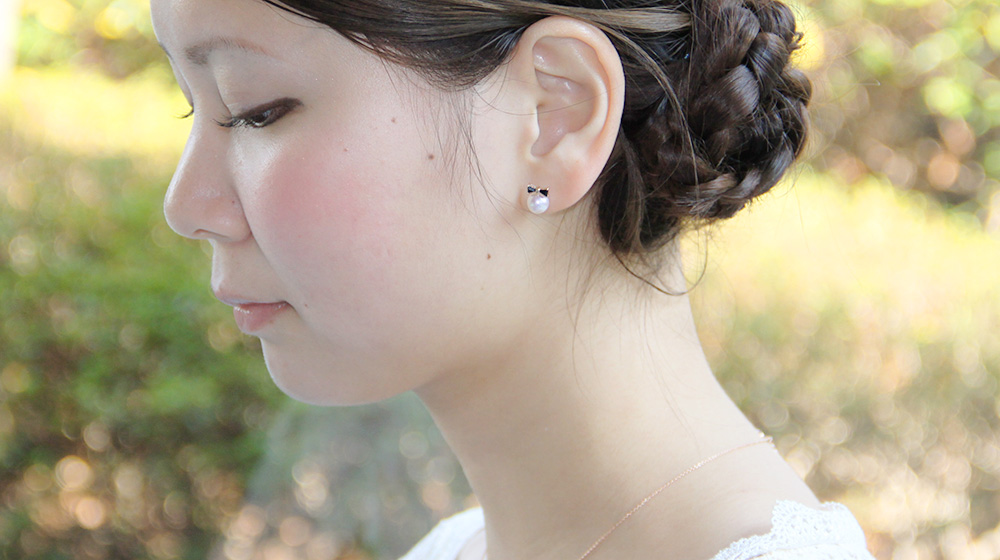 Ribbon ピアス Moon Label 大月真珠オンラインショップ Ribbon ピアス Moon Label 大月真珠オンラインショップ