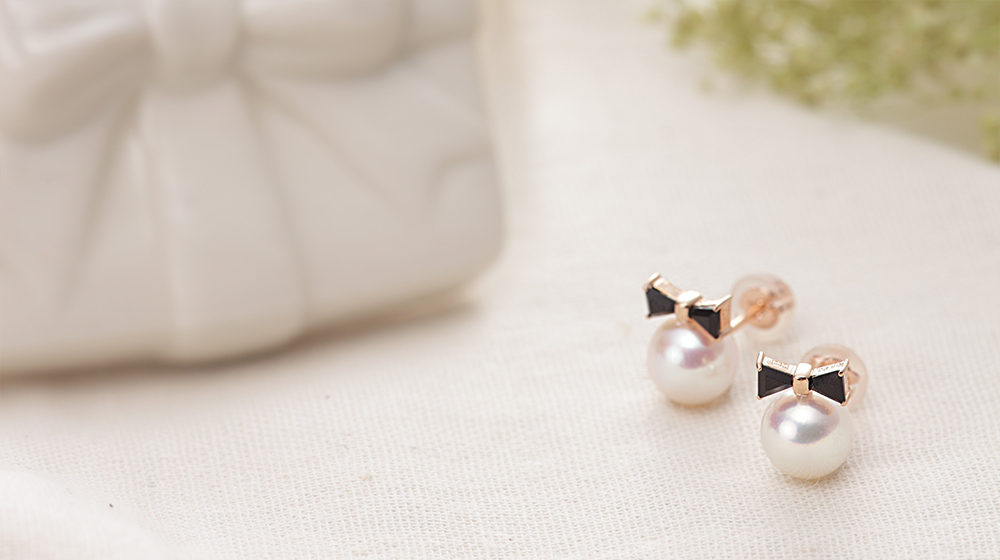 Ribbon ピアス Moon Label 大月真珠オンラインショップ Ribbon ピアス Moon Label 大月真珠オンラインショップ